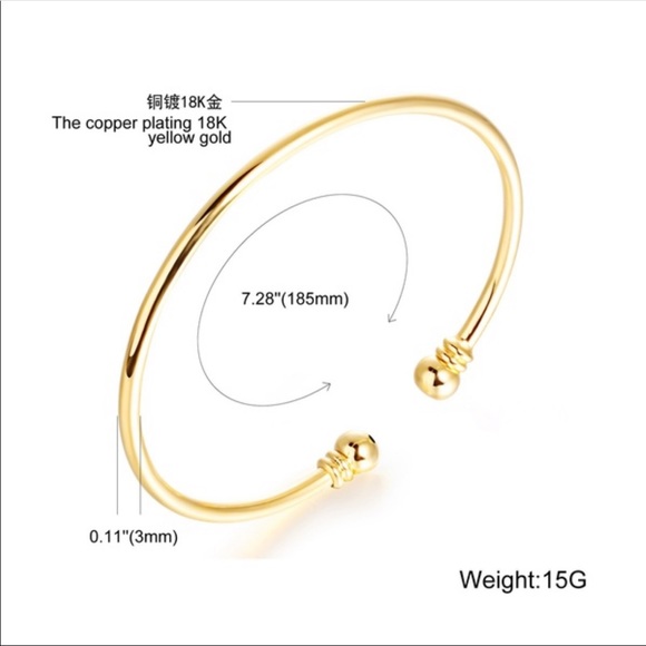 NWT Yellow Gold Plated Cuff Bracelet - Picture 7 of 8